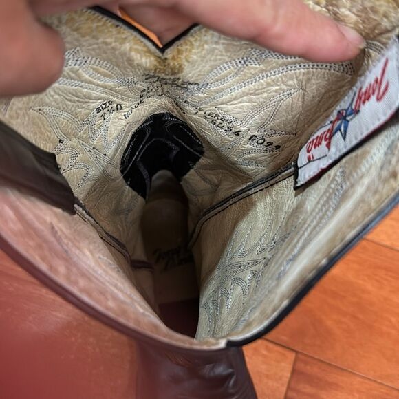 Tony Lama Vintage Boots Mens Black Western Embroidered Cowboy VM2993 size 7.5D - Picture 14 of 16